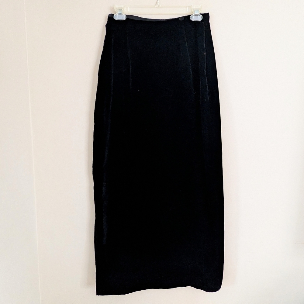 Vintage Ira Berg Black Velvet Maxi Pencil Skirt Size 6/8 High End Made in Italy